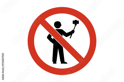 No selfie stick symbol, indicating prohibition of taking photos with selfie sticks.