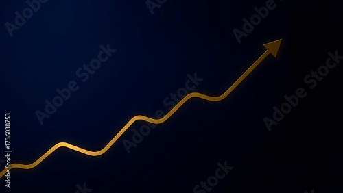 Abstract golden line ascending on deep blue, representing financial growth and minimalist elegance.
