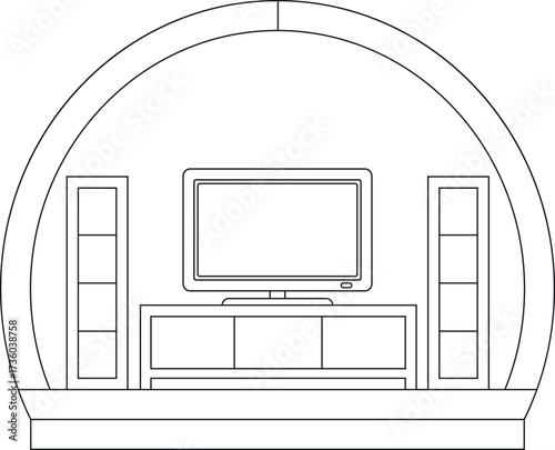 Smart home interior design line art vector