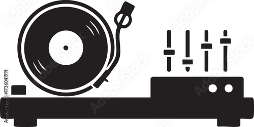 Side View Turntable Setup silhouette vector Illustration