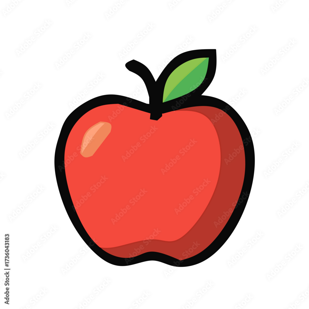 Fototapeta premium Red Apple Vector Icon