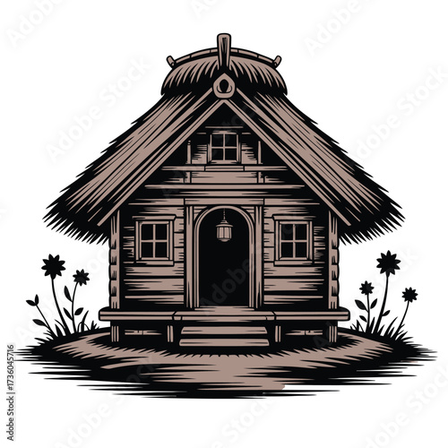 house with a thatched roof
