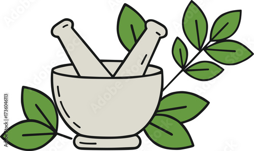 Herbal Medicine Bowl Illustration