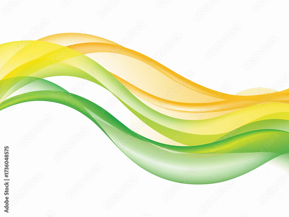 Obraz premium Abstract flowing waves of colors in yellow green and orange on a white background