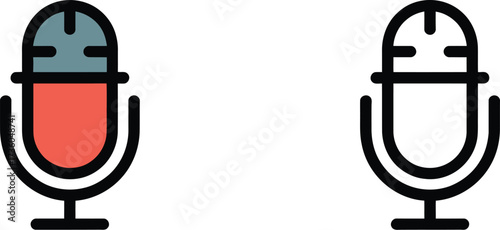 Microphone icon vector illustration for podcast audio recording and broadcast