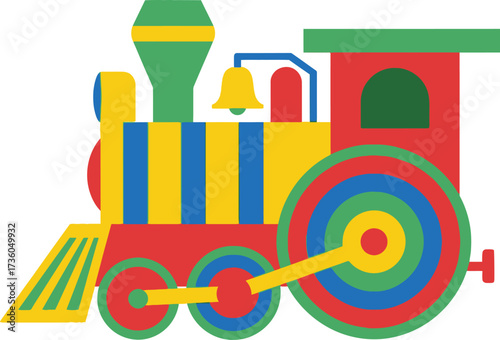 Colorful toy train vector illustration for kids graphic design
