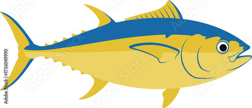 Simple Flat Illustration of a Yellowfin Tuna Fish Marine Life