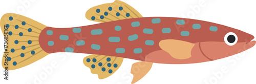 Simple Cute Illustration Spotted Fish Flat Design Style Aquatic Creature