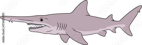 Cartoonish Goblin Shark Illustration with Unique Snout Marine Creature