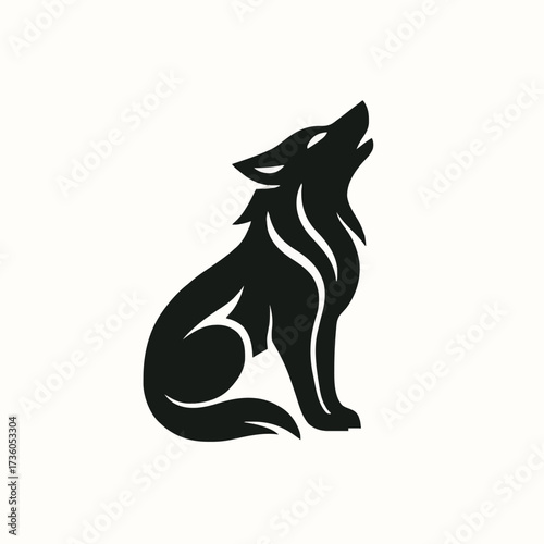 Howling Wolf Silhouette Logo Stylized Vector Wild Animal and Nature Spirit Icon


