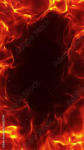 炎の枠のエフェクト背景	。スマートフォンサイズの縦長画面。