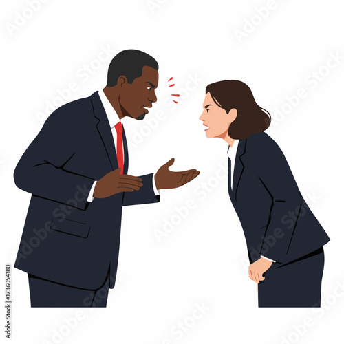 Flat Illustration Two Businesspeople Arguing in Suits Business Concept Design
