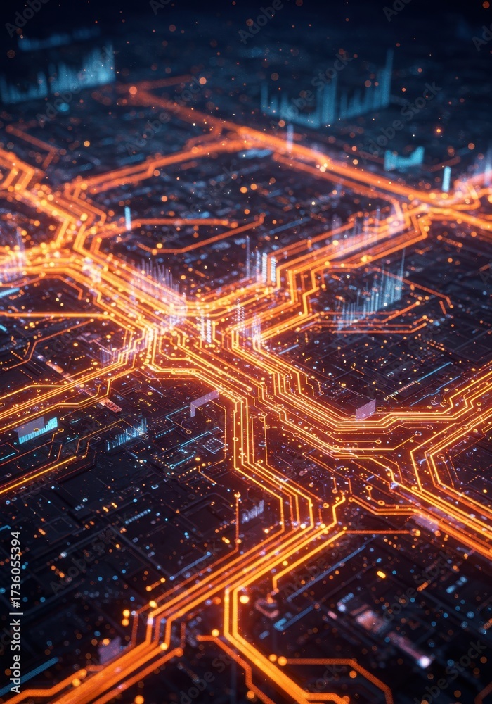 Naklejka premium Complex Data Flow and Machine Learning