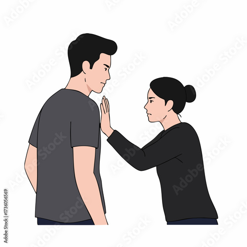 Simple Flat Illustration of Couple Conflict Arguing About Relationship Problem