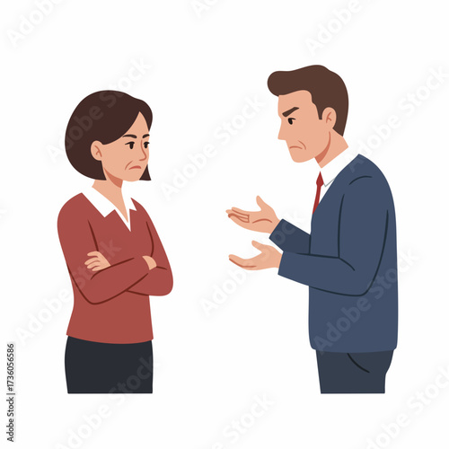 Modern Flat Style Business Dispute Discussion Conversation Conflict Illustration