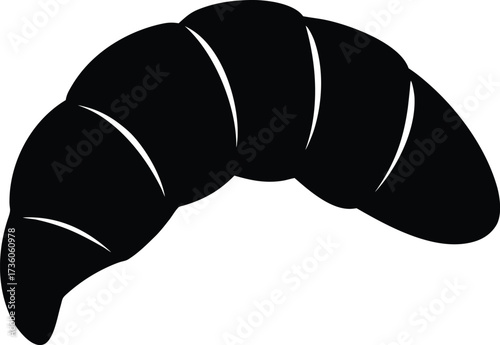 Simple Black Silhouette Croissant Pastry Icon, Silhouette croissant on a white background. croissant icon black silhouette vector illustration