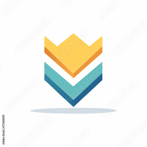 Abstract Geometric Shield Crown Logo Design.