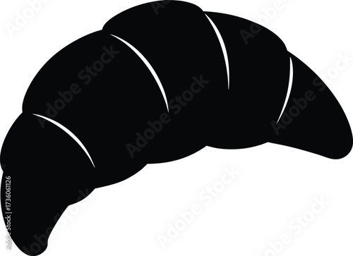 Simple Black Silhouette Croissant Pastry Icon, Silhouette croissant on a white background. croissant icon black silhouette vector illustration