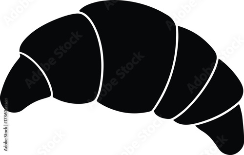 Simple Black Silhouette Croissant Pastry Icon, Silhouette croissant on a white background. croissant icon black silhouette vector illustration