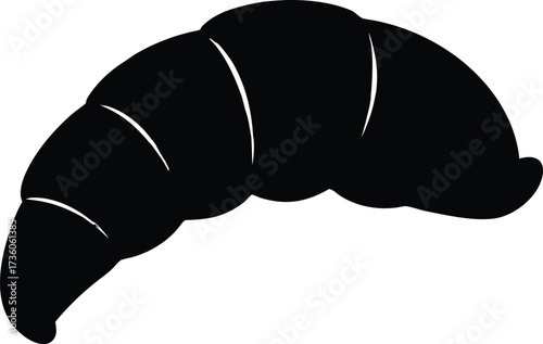 Simple Black Silhouette Croissant Pastry Icon, Silhouette croissant on a white background. croissant icon black silhouette vector illustration
