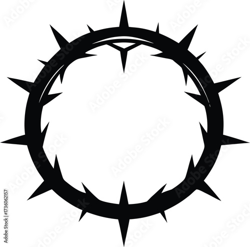 Black Vector Silhouette Crown of Thorns, Crown of thorns religious vector symbol
