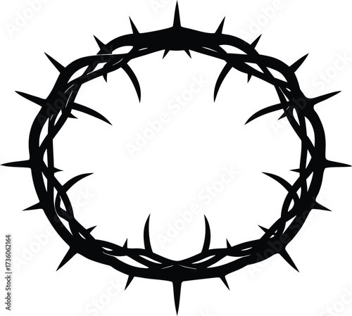 Black Vector Silhouette Crown of Thorns, Crown of thorns religious vector symbol