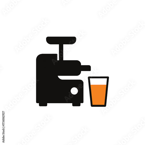 Black Silhouette Juicer Extracting Fresh Orange Juice Icon Vector Illustration