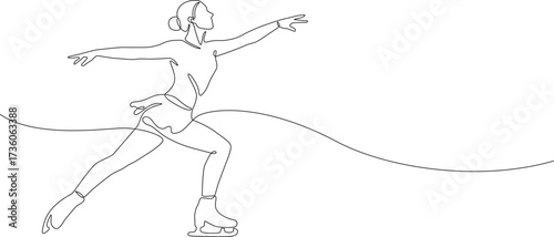 Women's Figure Skating, Ice Skater. Continuous line vector illustration. Winter team sport and competition. Milano Cortina 2026 Winter Olympics sport concept
