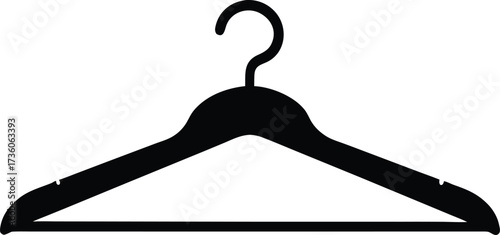 Hanger silhouette vector icon, simple and clean apparel symbol, Black silhouette of a classic coat hanger, vector illustration.
