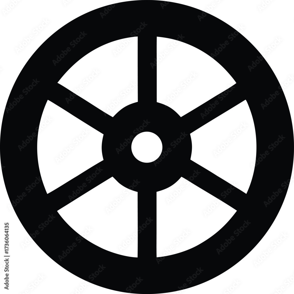 Obraz premium Steering Wheel Car Silhouette Vector - Automotive Car Wheel Outline - Driving, Navigation Icon