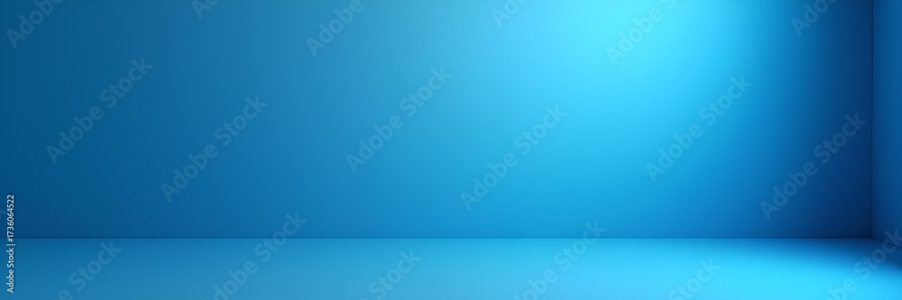 Fototapeta premium An empty blue room adorned with a gradient blue background, encapsulating abstract effects that evoke feelings of calmness, with ample copy space for personalized messages or designs.