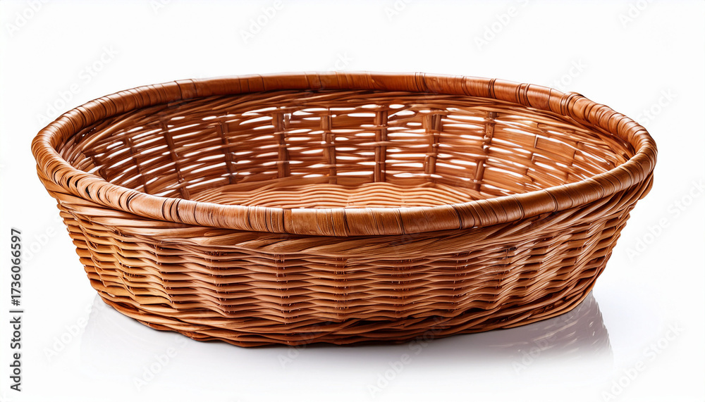 Fototapeta premium Brown Wicker Basket Isolated