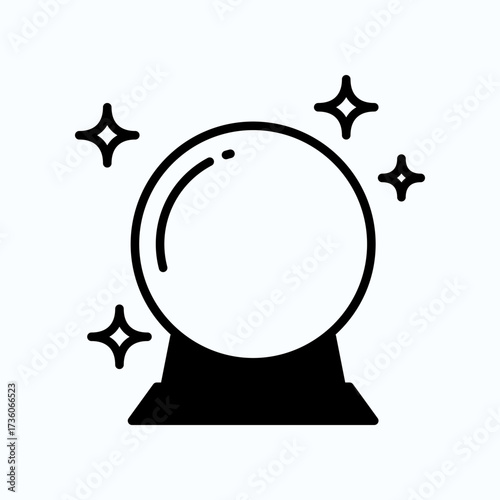 Minimalistic Line Design of a Crystal Ball with Shining Stars