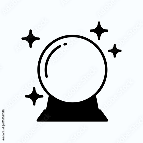 Minimalistic Line Design of a Crystal Ball with Shining Stars