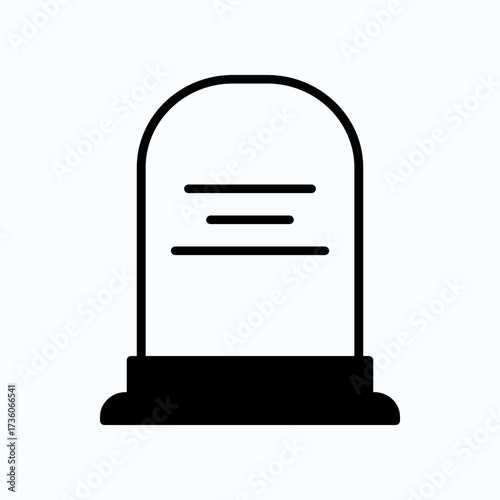 Minimalistic Outline Illustration of a Tombstone on a White Background