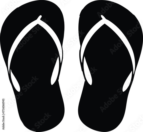 Flip flop logo silhouette vector, Sandal icon silhouette, Flip flop clip art silhouette icon design vector illustration, black and white flip flops icon silhouette Design