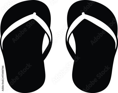 Flip flop logo silhouette vector, Sandal icon silhouette, Flip flop clip art silhouette icon design vector illustration, black and white flip flops icon silhouette Design