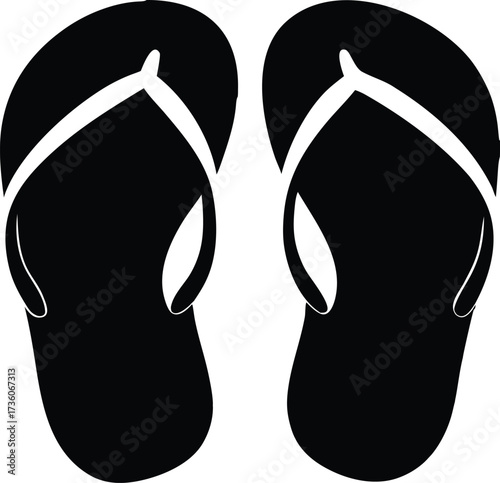 Flip flop logo silhouette vector, Sandal icon silhouette, Flip flop clip art silhouette icon design vector illustration, black and white flip flops icon silhouette Design