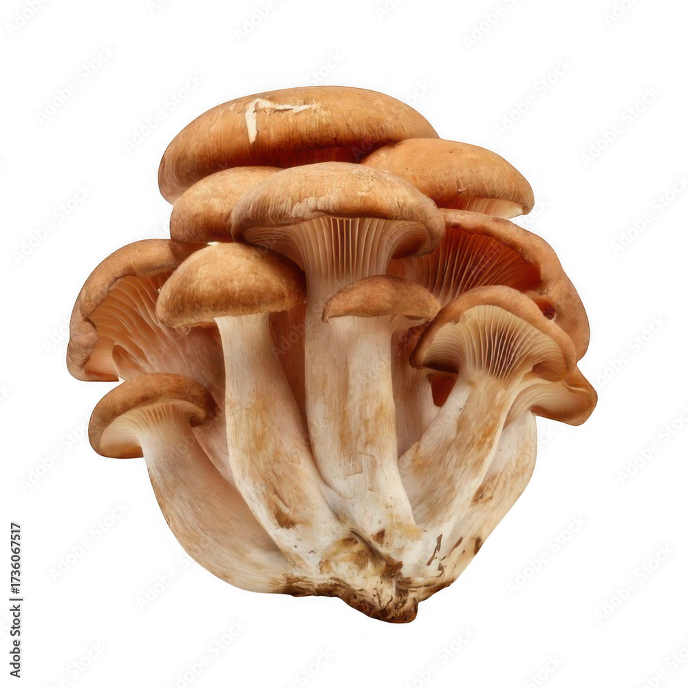 Fototapeta premium a group of mushrooms isolated on white and transparent background.