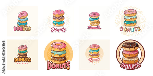 Colorful Donuts Vector Set – Sweet Dessert Illustrations for Bakery, Café, and Party Designs	