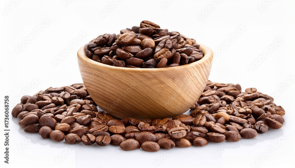 Fototapeta premium Bowl Of Roasted Coffee Beans Isolated On White Background