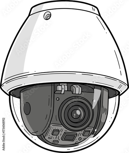 Detailed Realistic Surveillance Dome Security Camera Protecting Area Device