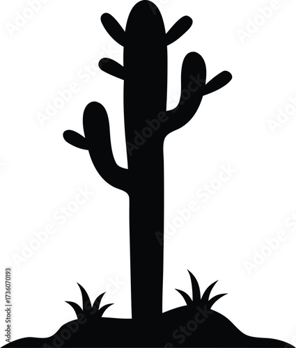 Black prickly pear cactus silhouette icon with its sharp spines in simple design, Prickly Pear Cactus Silhouette Vector Illustration.
