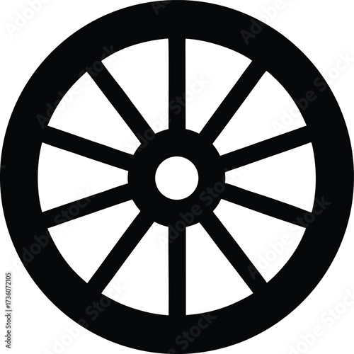 wagon wheel silhouette vector, Wagon Wheel Icon  Silhouette Vector on White Background

