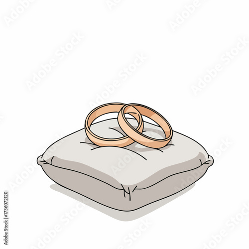 Flat Lay Detailed Wedding Rings on Cushion Ceremony Illustration
