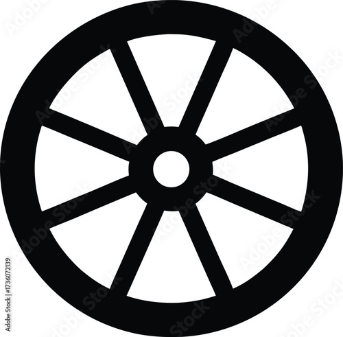 wagon wheel silhouette vector, Wagon Wheel Icon  Silhouette Vector on White Background

