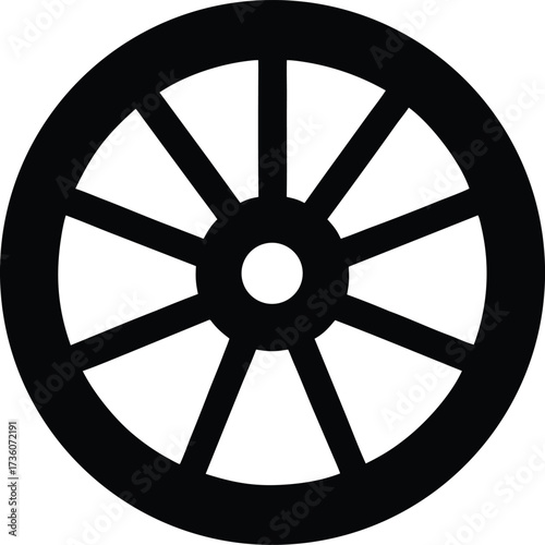 wagon wheel silhouette vector, Wagon Wheel Icon  Silhouette Vector on White Background

