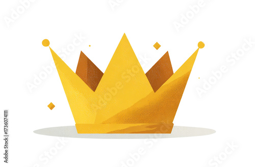 Golden crown isolated on transparent background for royalty and power concept