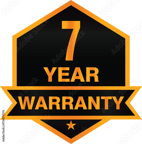 hand made 7 year warranty badge vector illustration for product guarantee isolated on white background