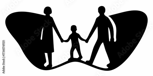 Loving family of three holding hands, a powerful silhouette symbolizing unity, protection, and unwavering support